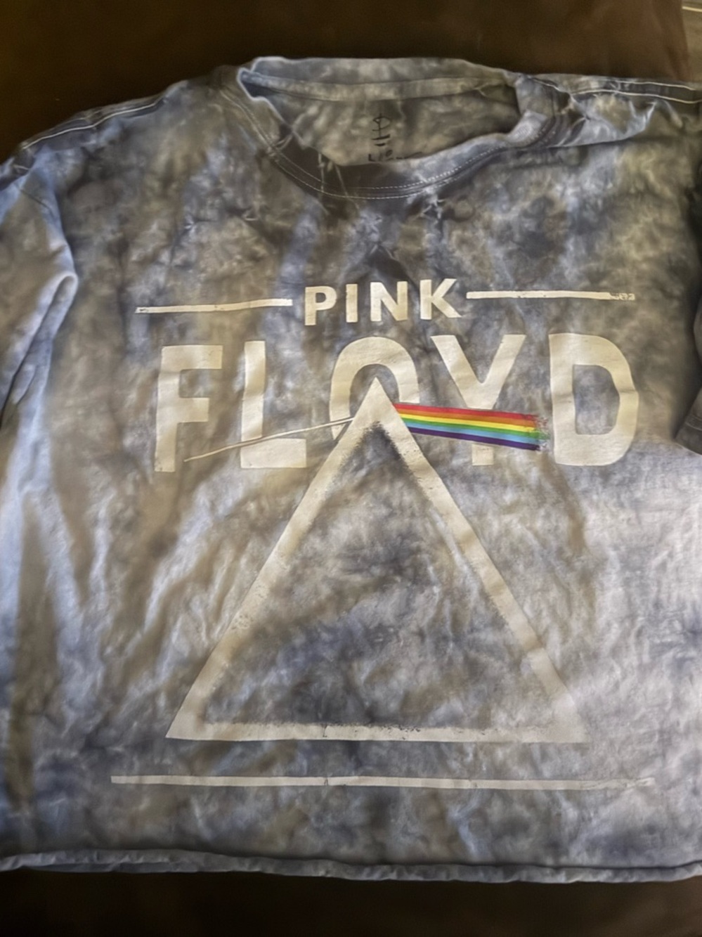 Pink Floyd Blue Tie-Dye Crop Top with Prism Graphic